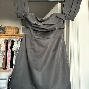 Lulu's Gray Sheath Mini Dress Sweetheart Neckline
